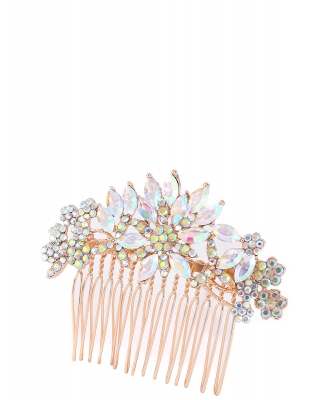 Rhinestone Hair Comb HM320004 GOLD AB